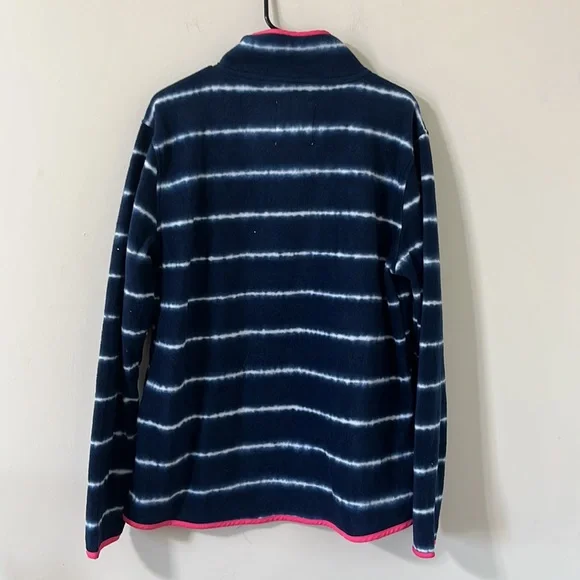 Simply Southern Navy White Pink Tie Dye Stripe Fleece Pullover Jacket Size XXL - Picture 8 of 9